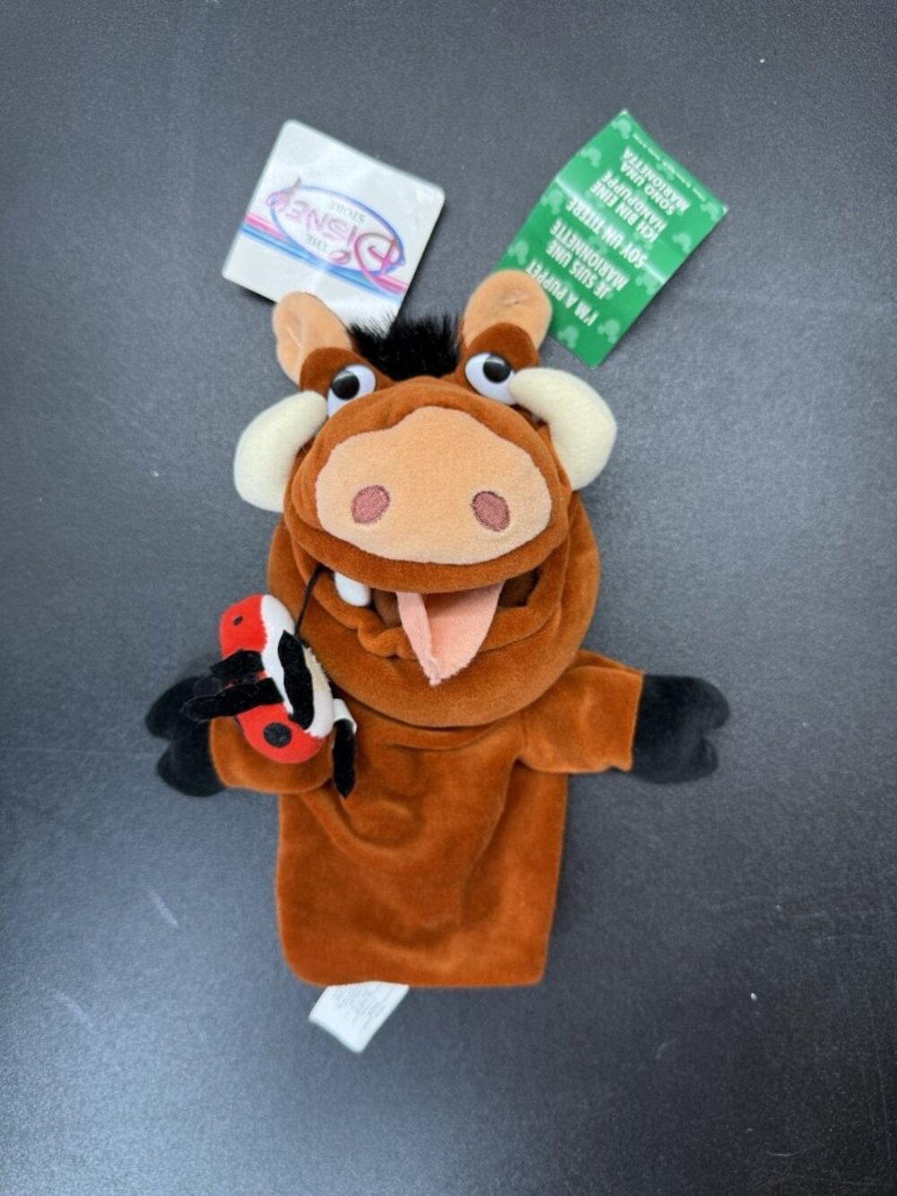 Vintage Disney Store The Lion King Pumbaa Hand Puppet 10" Plush With Tags